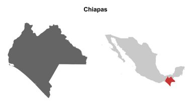 Chiapas durum boş çizgi haritası seti