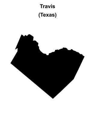 Travis County (Texas) blank outline map clipart