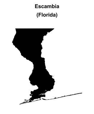 Escambia County (Florida) blank outline map clipart