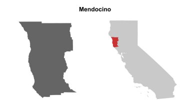 Mendocino İlçesi (California) boş ana hat haritası seti
