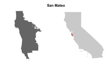San Mateo İlçesi (California) boş ana hat haritası seti