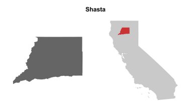 Shasta İlçesi (California) boş ana hat haritası seti