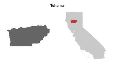 Tehama County (California) blank outline map set clipart