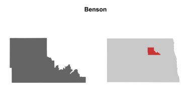 Benson County (North Dakota) blank outline map set clipart