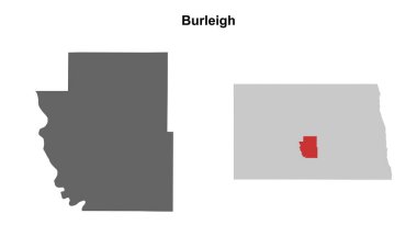 Burleigh County (Kuzey Dakota) boş ana hat haritası seti