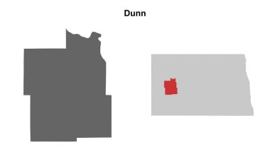 Dunn County (North Dakota) blank outline map set clipart