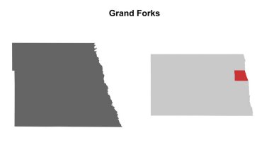 Grand Forks County (Kuzey Dakota) boş ana hat haritası seti