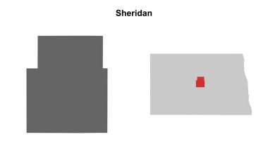 Sheridan İlçesi (Kuzey Dakota) boş ana hat haritası seti