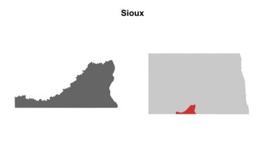 Sioux County (Kuzey Dakota) boş ana hat haritası seti