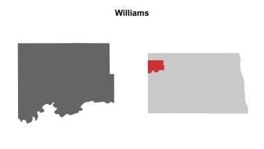 Williams County (North Dakota) blank outline map set clipart