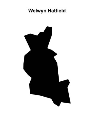 Welwyn Hatfield blank outline map clipart