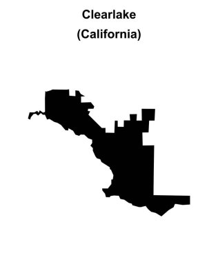 Clearlake (California) blank outline map clipart