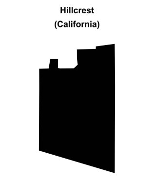 Hillcrest (California) blank outline map clipart