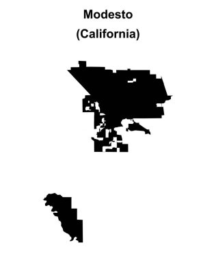 Modesto (California) blank outline map clipart