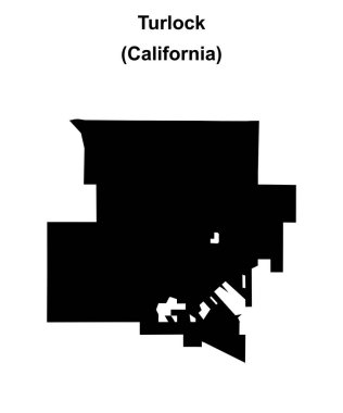 Turlock (California) blank outline map clipart