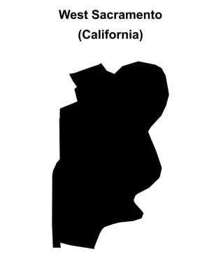 West Sacramento (California) blank outline map clipart