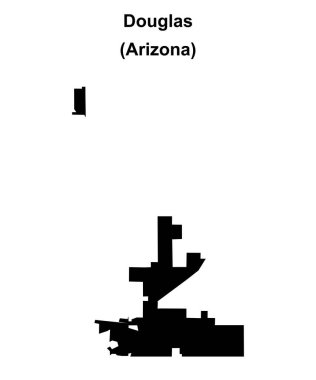 Douglas (Arizona) blank outline map clipart