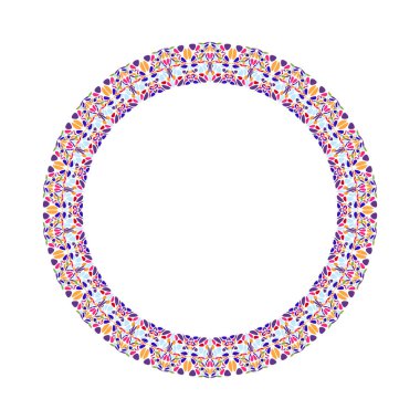 Geometrik renkli çiçek çerçevesi - dairesel yuvarlak vektör tasarım elementi