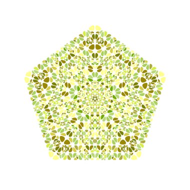 Renkli izole edilmiş çakıl süslemesi beşgen sembolü şablonu - taşlardan soyut beşgen vektör elementi