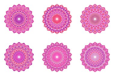 Geometrik soyut renkli üçgen mozaik mandala logosu seti