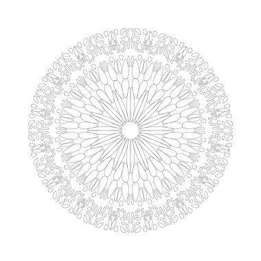 Geometrik çakıl mandala desenli renklendirme çizgisi - taşlı soyut dairesel geometrik vektör çizimi