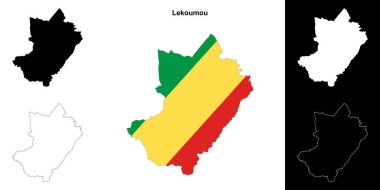 Lekoumou department outline map set clipart