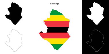 Masvingo province outline map set clipart