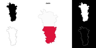 Jaslo county outline map set clipart