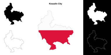 Koszalin City county outline map set clipart