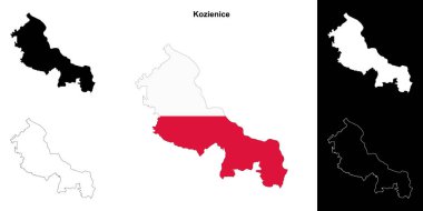 Kozienice county outline map set clipart