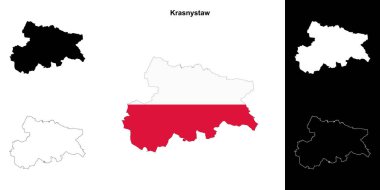 Krasnystaw county outline map set clipart