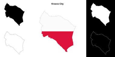 Krosno City county outline map set clipart