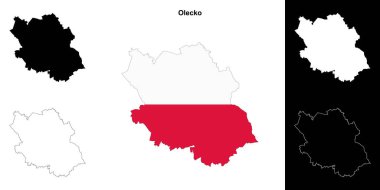 Olecko county outline map set clipart