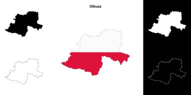 Olkusz county outline map set clipart