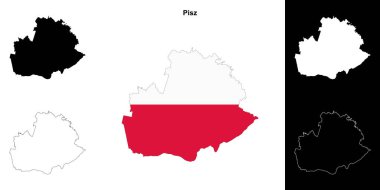 Pisz county outline map set clipart