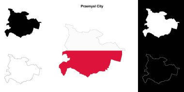 Przemysl City county outline map set clipart