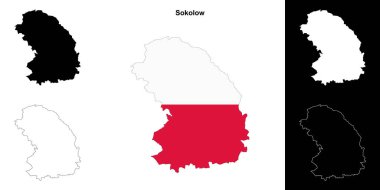 Sokolow county outline map set clipart