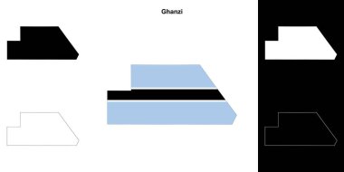 Ghanzi district outline map set clipart