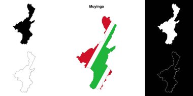 Muyinga province outline map set clipart