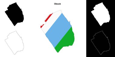 Obock region outline map set clipart