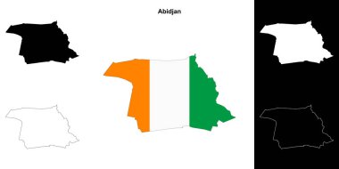 Abidjan district outline map set clipart