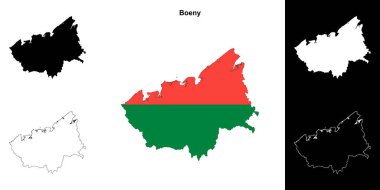 Boeny region outline map set clipart