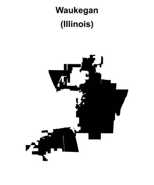 Waukegan (Illinois) blank outline map clipart