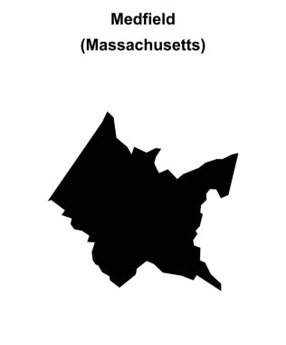 Medfield (Massachusetts) blank outline map clipart