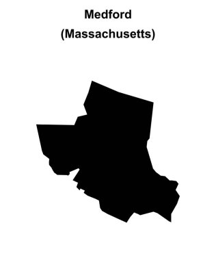 Medford (Massachusetts) blank outline map clipart