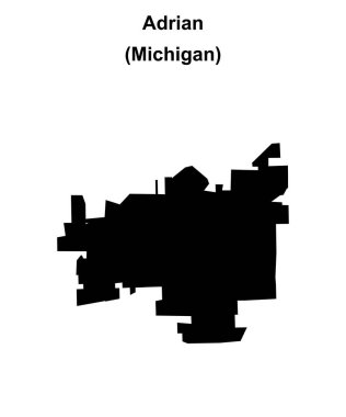 Adrian (Michigan) blank outline map clipart