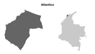 Atlantico department blank outline map set clipart