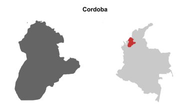 Cordoba department blank outline map set clipart