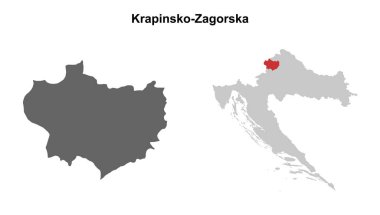 Krapinsko-Zagorska county blank outline map set clipart