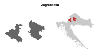 Zagrebacka ilçesi boş ana hat haritası seti